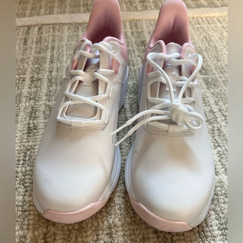 FOOTJOY WOMEN'S PROLITE SPIKELESS LACED GOLF SHOES - WHITE/PINK - Picture 5 of 9